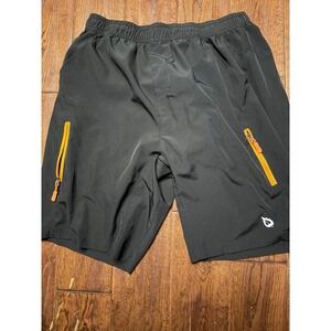 Baleaf Mens Padded Cycling Shorts Black Orange Zipper 3D Gel Chamois Size L
